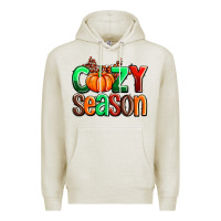 Oatmeal Heather cozy season with fall colors palette and pumpkin Premium Hoodie - AdoDesignShop