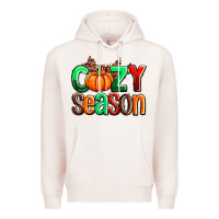 Pale Pink cozy season with fall colors palette and pumpkin Premium Hoodie - AdoDesignShop