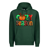 Sports Green cozy season with fall colors palette and pumpkin Premium Hoodie - AdoDesignShop