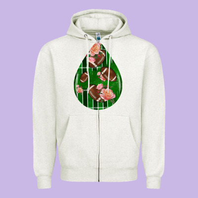 American Football And Western Roses Teardrop Zipper Hoodie Designed By Bundleandbundleshop