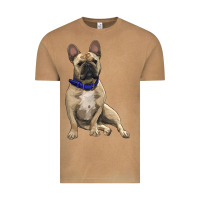 Vintage Camel French bulldog with royal blue Vintage Tee - RanaPortraitStore