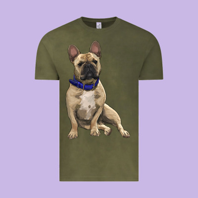 Vintage Tee French bulldog with royal blue