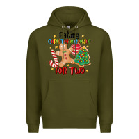 Army Green eating christmas cookies for two Premium Hoodie - MaliasSmallBusiness