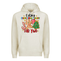 Oatmeal Heather eating christmas cookies for two Premium Hoodie - MaliasSmallBusiness