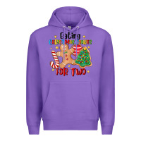 Purple eating christmas cookies for two Premium Hoodie - MaliasSmallBusiness