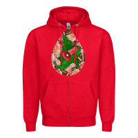 Red american football and western roses teardrop Zipper Hoodie - BundleAndBundleShop