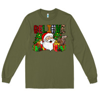 Army Green believe Long Sleeve Tee - CowhideDigitalArt