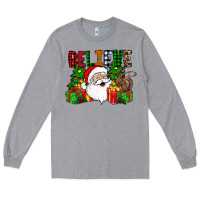 Heather Grey believe Long Sleeve Tee - CowhideDigitalArt