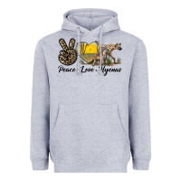 Heather Grey Peace Love Hyenas Heavyweight Hoodie - LillyAllenDesigns