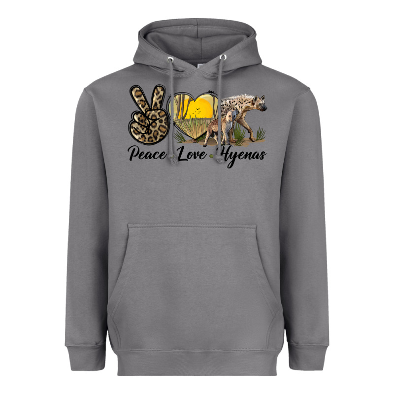 Peace Love Hyenas Heavyweight Hoodie by LillyAllenDesigns | Teevron
