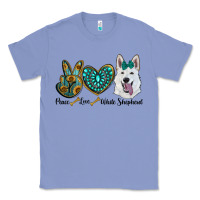 Colony Blue peace love white Sepherd Classic Tee - BarkalooDesign