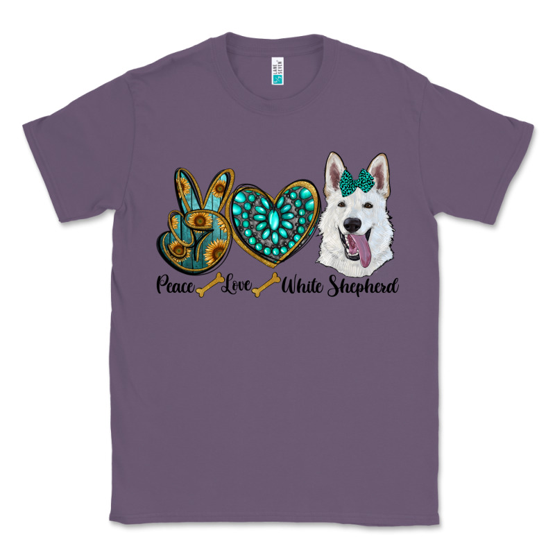 Peace Love White Sepherd Classic Tee by BarkalooDesign | Teevron