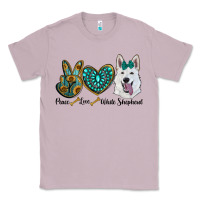 Lilac peace love white Sepherd Classic Tee - BarkalooDesign