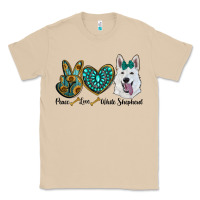 Mushroom peace love white Sepherd Classic Tee - BarkalooDesign