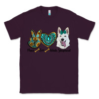 Plum peace love white Sepherd Classic Tee - BarkalooDesign