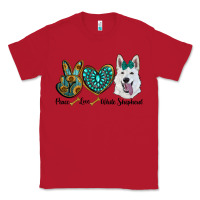 Red peace love white Sepherd Classic Tee - BarkalooDesign