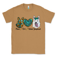 Toasted Coconut peace love white Sepherd Classic Tee - BarkalooDesign