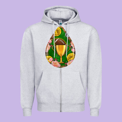 American Football And Western Roses Teardrop Zipper Hoodie Designed By Bundleandbundleshop