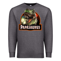 Charcoal Heather Western Papasaurus Papa Dinosaur Premium Sweatshirt - LillyAllenDesigns
