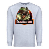Heather Grey Western Papasaurus Papa Dinosaur Premium Sweatshirt - LillyAllenDesigns