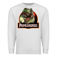 Oatmeal Heather Western Papasaurus Papa Dinosaur Premium Sweatshirt - LillyAllenDesigns