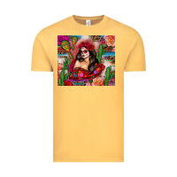 Vintage Mustard mexico girl serape Vintage Tee - Zillion Design Studio