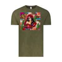 Vintage Olive mexico girl serape Vintage Tee - Zillion Design Studio