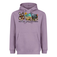Lavender Peace Love Jersey Giant Chicken Heavyweight Hoodie - LillyAllenDesigns