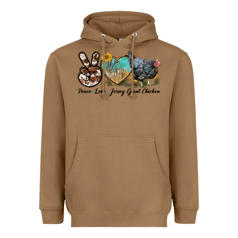 Peace Love Jersey Giant Chicken Heavyweight Hoodie by LillyAllenDesigns | Teevron