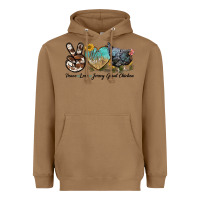 Toasted Coconut Peace Love Jersey Giant Chicken Heavyweight Hoodie - LillyAllenDesigns