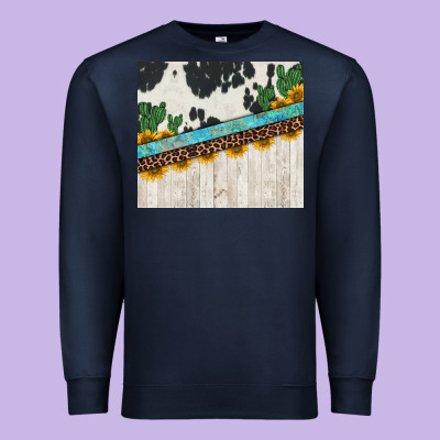 Cowhide Sunflowers Cactus Premium Sweatshirt Designed By Jasminsmagicworld
