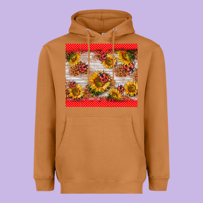 Ladybug Sunflower Heavyweight Hoodie Designed By Barkaloodesign