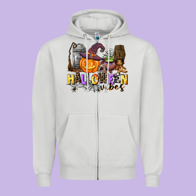 Halloween Vibes Zipper Hoodie Designed By Adodesignshop