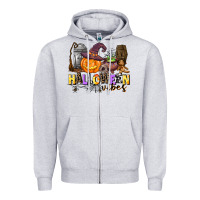 Heather Grey halloween vibes Zipper Hoodie - AdoDesignShop
