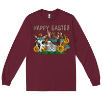 Burgundy Western Happy Easter Long Sleeve Tee - Neo Western