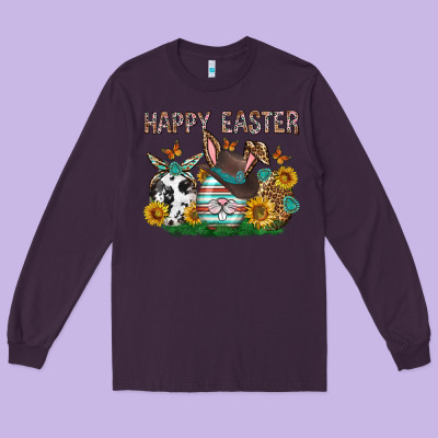 Western Happy Easter Long Sleeve Tee Designed By Neo Western