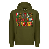 Army Green santas favorite teacher Premium Hoodie - NancyCooperArtShop