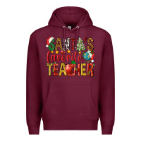 Burgundy santas favorite teacher Premium Hoodie - NancyCooperArtShop