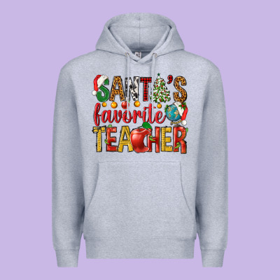 Santas Favorite Teacher Premium Hoodie Designed By Nancycooperartshop