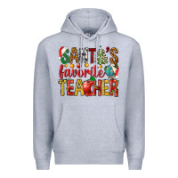 Heather Grey santas favorite teacher Premium Hoodie - NancyCooperArtShop