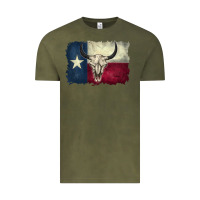 Vintage Olive texas flag Vintage Tee - BarkalooDesign