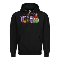 Black halloween coffee cups Zipper Hoodie - AdoDesignShop