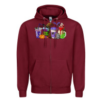 Halloween Coffee Cups Zipper Hoodie | Teevron