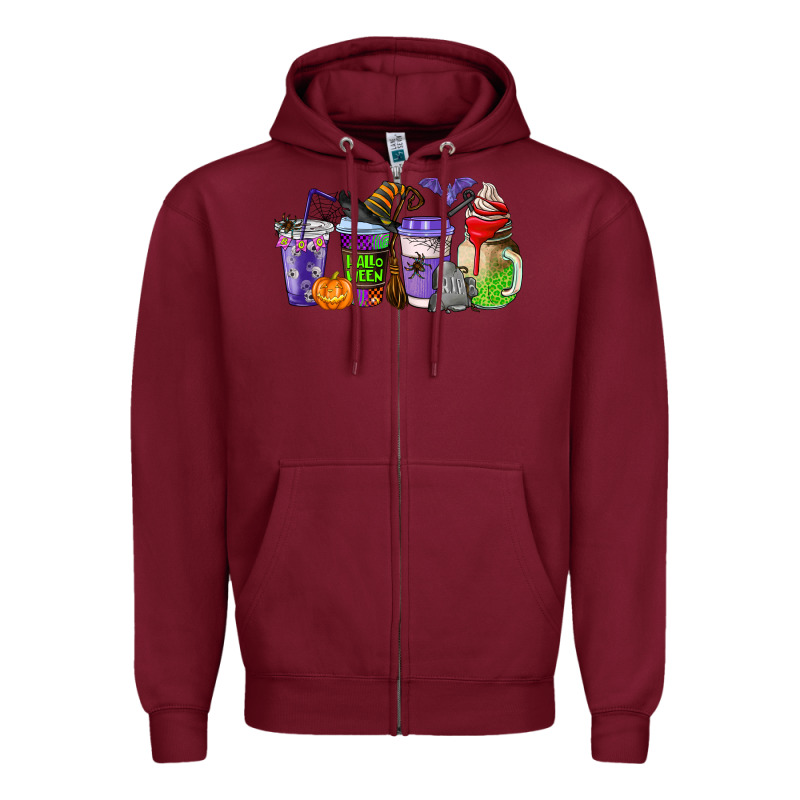Halloween Coffee Cups Zipper Hoodie by AdoDesignShop | Teevron