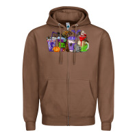 Chestnut halloween coffee cups Zipper Hoodie - AdoDesignShop