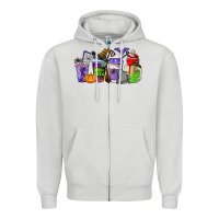 Dove Grey halloween coffee cups Zipper Hoodie - AdoDesignShop