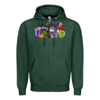 Sports Green halloween coffee cups Zipper Hoodie - AdoDesignShop