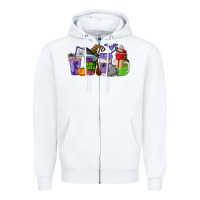 White halloween coffee cups Zipper Hoodie - AdoDesignShop