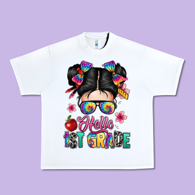 Hello First Grade Urban Heavy Tee Designed By Texasbilliewilder