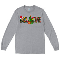 Heather Grey believe christmas Long Sleeve Tee - CowhideDigitalArt
